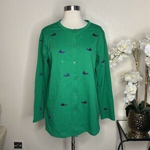 Quacker Factory Womens Cardigan Nautical Green M